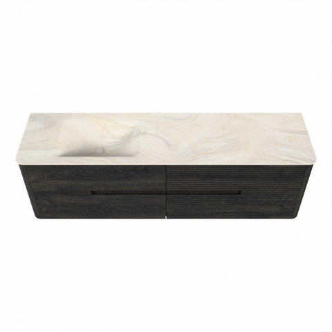 Mondiaz CIRO-DLUX Meuble de salle de bains - 170x45x50cm - Plan-vasque en solid surface Ostra - 1 vasque à gauche - sans trous de robinetterie - 4 tiroirs - Shadow SW1532305