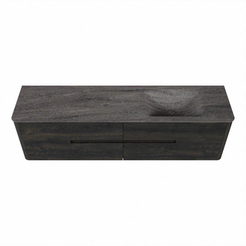 Mondiaz CIRO-DLUX Ensemble de meubles de salle de bains - 180x45x50cm - lavabo Solid surface Oza - 1 vasque à droite - 1 trou de robinetterie - 4 tiroirs - Shadow SW1532666