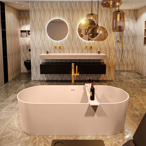 MONDIAZ ROCK Baignoire îlot - 170x70cm - couleur Plata / Talc SW1015106