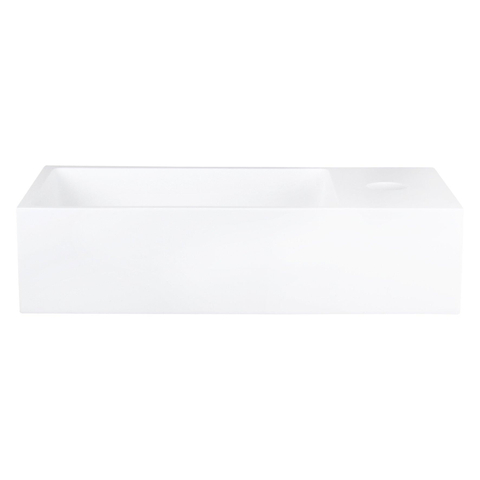 Differnz Solid kit lave-mains - 36x18.5x9cm - Rectangulaire - 1 trou de robinet - Robinet en cuivre courbé - Solid Surface blanche SW450886