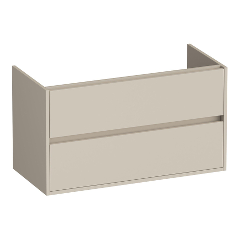 BRAUER Adore Meuble sous-lavabo - 100x46x55cm - 2 tiroirs à fermeture en douceur - sans poignée - 1 découpe pour siphon - beige mat SW1198222
