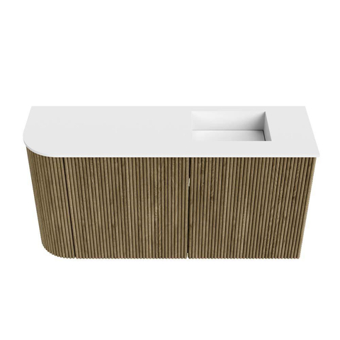 Mondiaz JOYA 81.6cm toiletmeubel - ronding links kleur Dusk - Wastafel FAYE positie Rechts Zonder kraangat kleur Talc. SW1421691