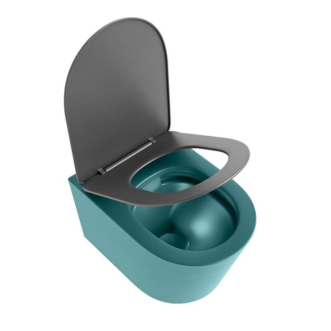 Mondiaz LAVIE WC suspendu – sans bride – 36 x 53 cm – avec abattant softclose – Smag (vert), abattant Dark grey (gris) SW1208608
