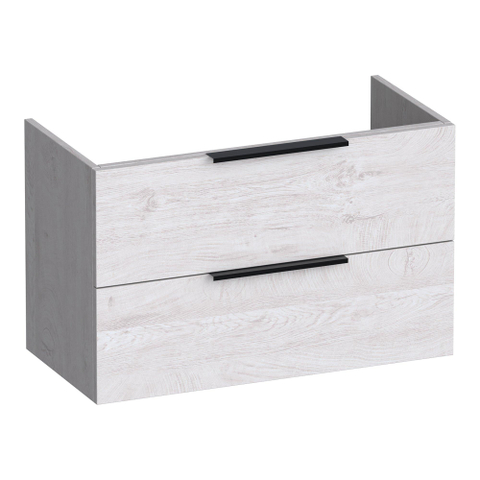 BRAUER Elevate meuble sous-lavabo peu profond 80 sans poignées rapportées 2 tiroirs à fermeture douce et 1 découpe pour siphon - Forest Seashell SW1200242