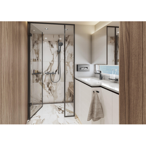 Hansgrohe Talis e Eengreeps wastafelmengkraan - 110 - coolstart - met PopUp - trekwaste - geborsteld zwart chroom SW295826
