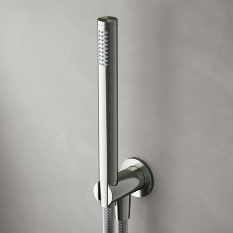 Hotbath Archie Wandsteun uitlaat - met gewapende doucheslang - 150cm en handdouche - mat RVS SW230357