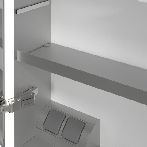 Villeroy & Boch My View Now My view spiegelkast - 80x75cm - 2 deuren - 3 contactdoos LED - zilver SW641561
