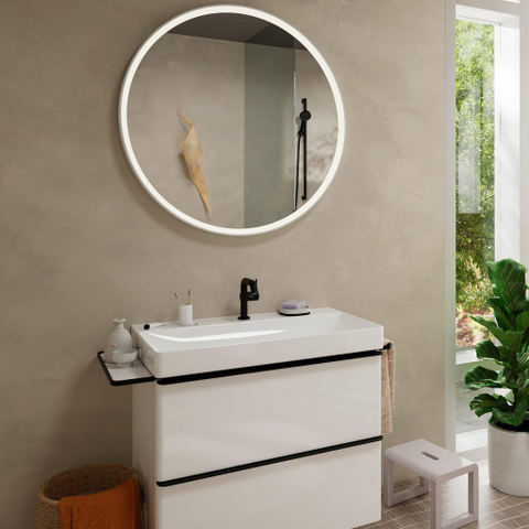 Hansgrohe Tecturis s 1 greeps wastafelkraan - 110 Fine - coolstart - met PushOpen - waste set - mat zwart SW918404