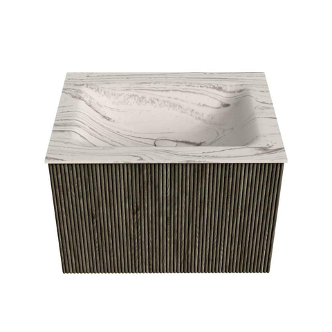 MONDIAZ KURVE-DLUX Meuble de salle de bains 60cm couleur Shadow avec 1 tiroir et 0 porte. Lavabo CLOUD Central sans trou de robinet Nata. SW1432259