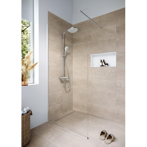 Hansgrohe Crometta s 240 - 1jet - showerpipe: - met Ecostat - 1001 CL douchekraan thermostatischHOH=15cm - met S - 24 - thermostaat - hoogglans chroom SW73210