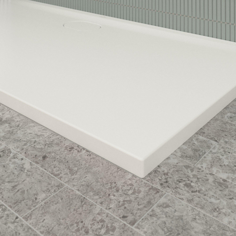 Villeroy & Boch Ecora douchebak - 160x80x3.5cm - afvoer lange zijde - stone white (wit) SW1558933