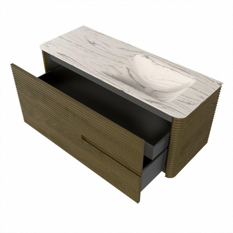 Mondiaz CIRO-DLUX Ensemble de meubles de salle de bains - 120x45x50cm - Lavabo solid surface Nata - 1 bassin à droite - 1 trou de robinet - 2 tiroirs - Dusk SW1533212