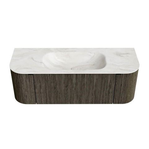 Mondiaz KURVE-DLUX Ensemble de meuble de salle de bains - 130x46x40cm - 1 tiroir - 2 portes - lavabo solid surface - central - 1 trou de robinet - Shadow SW1414459