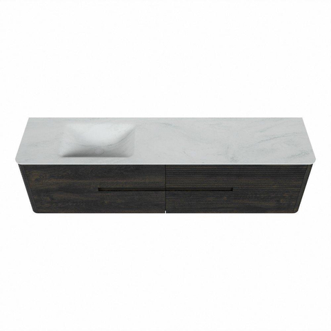 Mondiaz CIRO-DLUX Badkamermeubelset - 190x45x50cm - Solid surface wastafel Opalo - 1 wasbak Links - zonder kraangaten - 4 lades - Shadow SW1532297