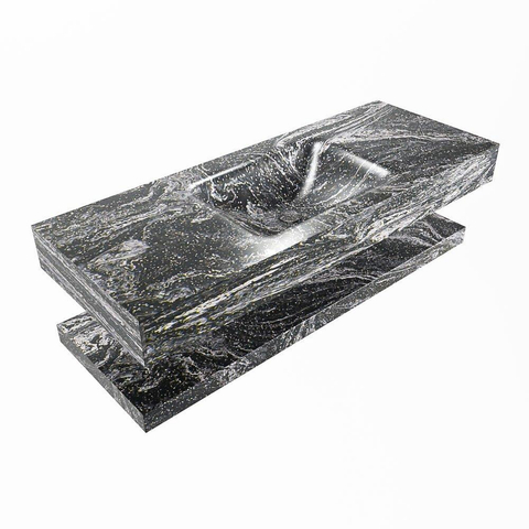 MONDIAZ ALAN - DLUX Badkamermeubelset - 120cm - planchet - Lava - vrijhangende wastafel - wasbak midden - 0 kraangaten - Lava SW809282