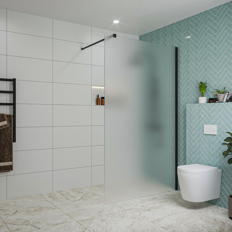 Fortifura Galeria Douche à l'italienne - 120x200cm - verre satiné - Noir mat SW876794