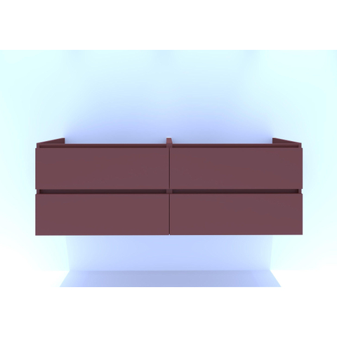 H&R Badmeubelen Infinity Wastafelonderkast - 160x44.8x55cm - 4 lades - dubbele sifonuitsparing - greeploos - terra mat SW872821