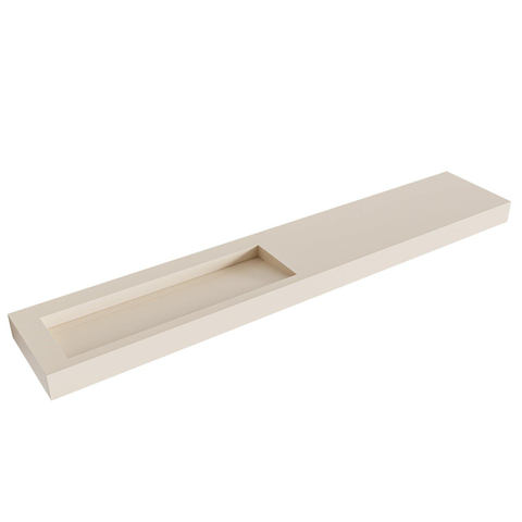 Mondiaz AVON wastafel - 250x46x12cm - wasbak links - zonder kraangat - linen (wit) SW438626
