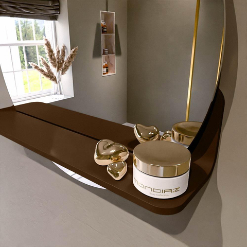 Mondiaz SPOT miroir – Ø 50 cm – avec tablette – Rust (brun) SW1235600
