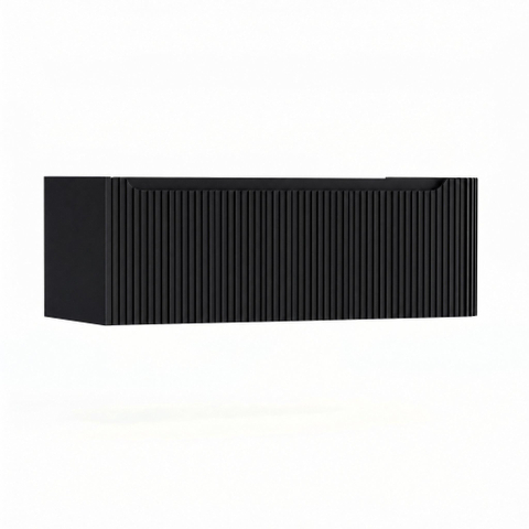 H&R Badmeubelen Juice Wastafelonderkast - 120x45x40cm - rechterhoek afgerond - 3D-front - 2 lades - geïntegreerde greep - zwart mat SW1259987