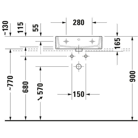 Duravit Vero air Wastafel - geslepen - met kraangat - zonder overloop - 50x47cm - met wondergliss - inclusief bevestiging - wit SW157003