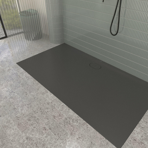 Villeroy & Boch Ecora douchebak - 180x100x3.5cm - afvoer lange zijde - anthracite (antraciet) SW1558904