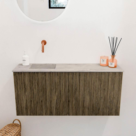 Mondiaz JOYA-DLUX 90cm toiletmeubel - kleur Dusk - Wastafel FAYE positie Links Zonder kraangat kleur Glace. SW1423145