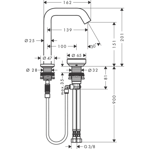 Hansgrohe Tecturis s 2-gats wastafelkraan - 150 - coolstart - met waste - geborsteld brons SW918743