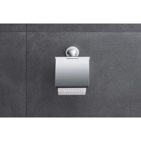 Duravit Starck T Toiletrolhouder - met klep - hoogglans chroom SW297090