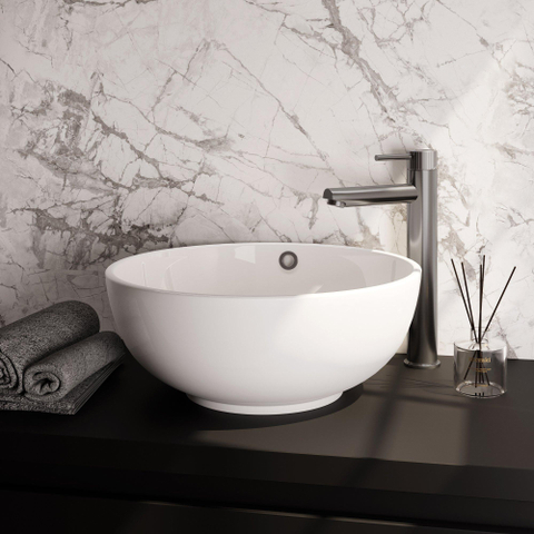 BRAUER Stripe Mitigeur lavabo surélevé en applique - modèle A - couleur inox brossé PVD SW1435023