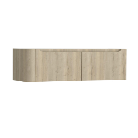 H&R Badmeubelen Juice Wastafelonderkast - 140x45x40cm - linkerhoek afgerond - 2 lades - geïntegreerde greep - French oak SW1110335
