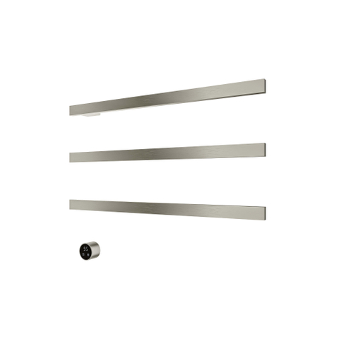 Hotbath &MORE Handdoekradiator - 80x57cm - vierkant - 3 stangen - horizontaal - met schakelaar - geborsteld nikkel (RVS) SW1245764