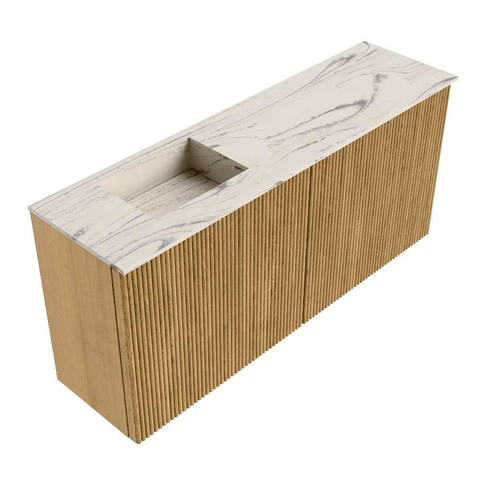 Mondiaz JOYA-DLUX 90cm meuble de toilette - couleur Chêne - Vasque FAYE position Gauche Sans trou de robinet couleur Nata. SW1424031