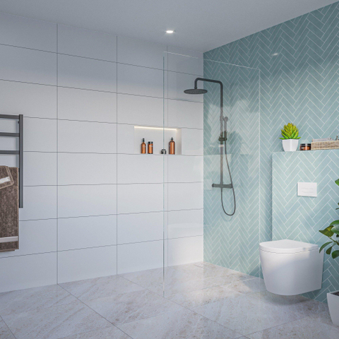 Fortifura Galeria Inloopdouche - helder - glas - 110x200cm - 8mm - nano - blind - inbouw profiel - helder SW1170600