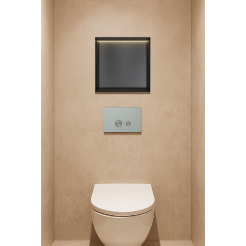 Hotbath &MORE Inbouwbox of inbouwnis - 30x30x10 - frameless + LED - PVD - geborsteld zwart SW1246560