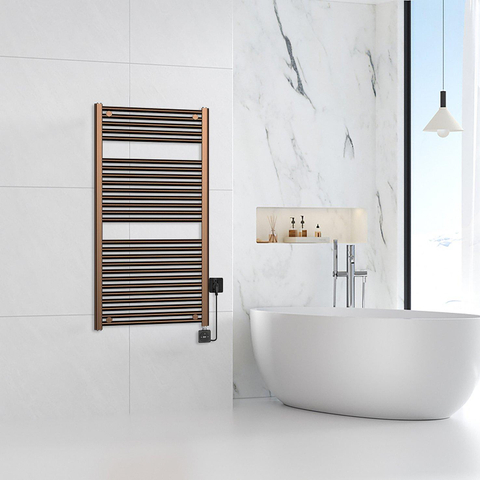 Wiesbaden Elara Elektrische radiator Smart WiFi - 118.5x60cm - PVD - geborsteld brons koper SW1480200