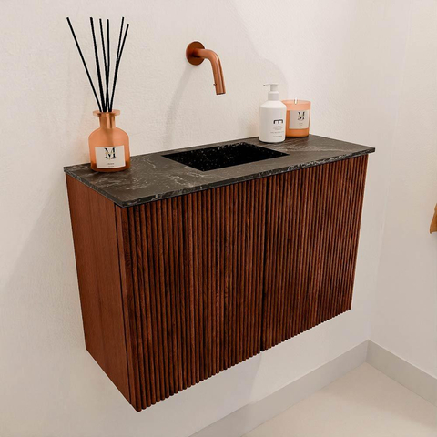 Mondiaz JOYA-DLUX 60cm toiletmeubel - kleur Ruby - Wastafel FAYE positie Midden Zonder kraangat kleur Lava. SW1423612