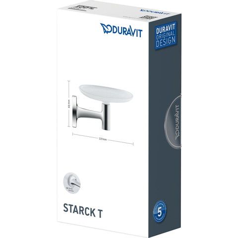 Duravit Starck T Zeephouder - wandmodel - 14x10.6cm -matglas - hoogglans chroom SW297110