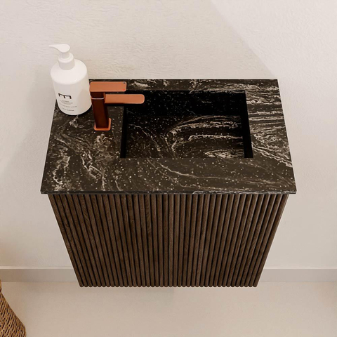 Mondiaz JOYA-DLUX Meuble de toilette 40cm - couleur Walnut - Vasque FAYE position Droite 1 trou de robinet couleur Lava. SW1422440