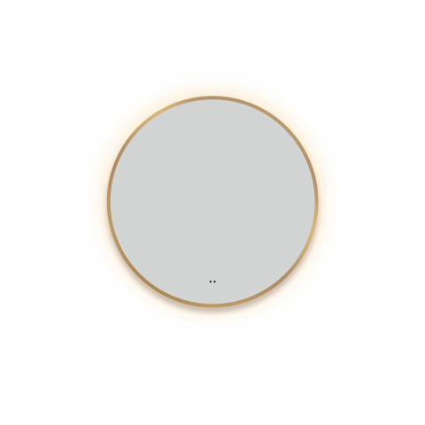 FugaFlow Eccelente Arredo Miroir avec éclairage rond diamètre 80cm avec éclairage LED indirect avec chauffe miroir et interrupteur infrarouge Or mat SW1123410