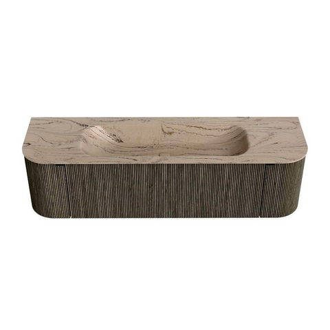 MONDIAZ KURVE-DLUX Meuble de salle de bains 160cm arrondi Gauche + Droite couleur Shadow avec 1 tiroir et 2 portes. Lavabo BIG MEDIUM Milieu sans trou de robinet Arena. SW1431484