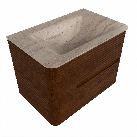 Mondiaz CIRO-DLUX Badkamermeubelset - 70x45x50cm - Solid surface wastafel Saba - 1 wasbak Midden - 1 kraangat - 2 lades - Ruby SW1531917
