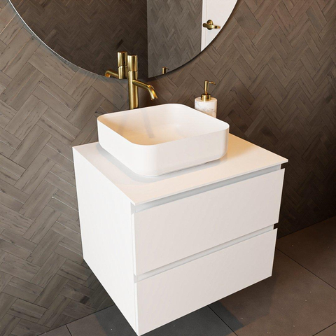 Mondiaz TOP 51 Topblad - 40x51x0.9cm - geschikt voor afdekplaat - Solid surface - Talc SW1020200