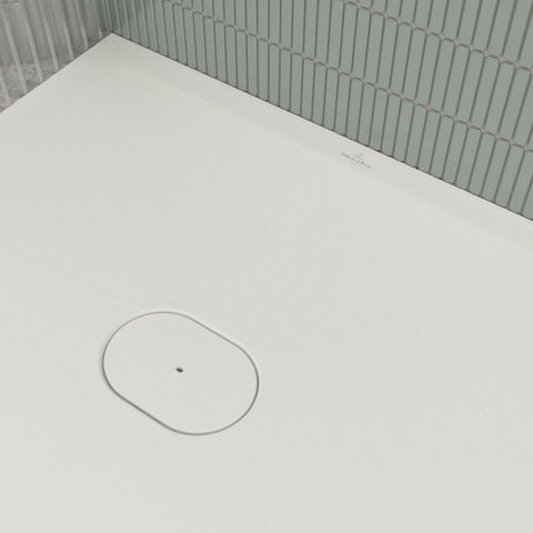 Villeroy & Boch Ecora douchebak - 170x90x4.5cm - afvoer korte zijde - stone white (wit) SW1559012