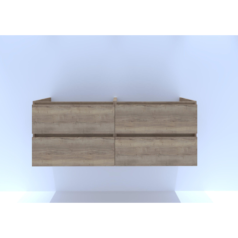 H&R Badmeubelen Infinity Wastafelonderkast - 140x44.8x55cm - 4 lades - greeploos - natuur eiken SW462814