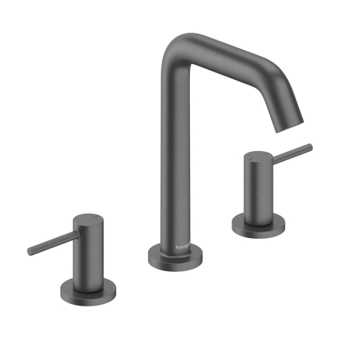 Hansgrohe Tecturis E wastafelkraan - model 150 - 3-gats - brushed black chrome (zwart) SW1567385