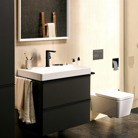 Hansgrohe Tecturis E Eengreeps wastafelkraan - 210 Fine - coolstart - met draaibare uitloop en PushOpen - afvoerplug - mat zwart SW918504