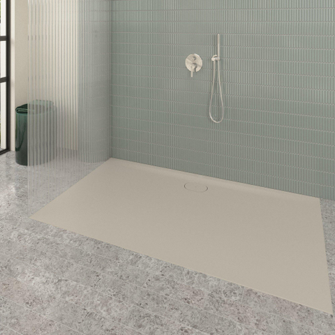 Villeroy & Boch Ecora douchebak - 180x100x3.5cm - afvoer lange zijde - almond (beige) SW1558899
