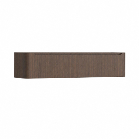 H&R Badmeubelen Juice Wastafelonderkast - 180x45x40cm - linkerhoek afgerond - 2 lades - geïntegreerde greep - coffee SW1491235