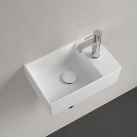 Villeroy & Boch memento 2.0 fontein onderzijde - geslepen - 40x26cm - zonder overloop - 1 kraangat CeramicPlus - Stone White (mat wit) SW358484